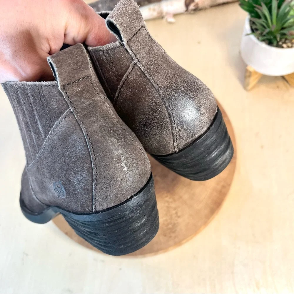 Born | Bebe Distressed Suede Ankle Boots Size 8.5 in Grey